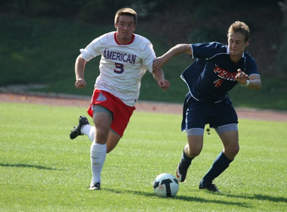 BETTER LATE THAN NEVER â€” Two time All-Patriot League Second Teamer Cameron Petty scored his first goal of the season against the Midshipmen. It was the only goal of the game, as AU won 1-0. The game keeps them perfect in the Patriot League with 12 points. They are three points in front of Bucknell.