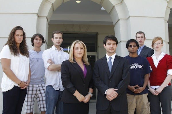 WHOâ€™S VOICE IS IT ANYWAY? â€” Dory Isaacs, Christian Kingston, Bo Hammond, Sami Green, Nate Bronstein, Bharat Krishnan, Carter Gibson and Sara Torneden are all students affiliated with the A Voice 4 U campaign who want to persuade at least 500 students to register to vote in D.C. instead of their home towns. They have distributed about 1,500 voter registration forms so far.