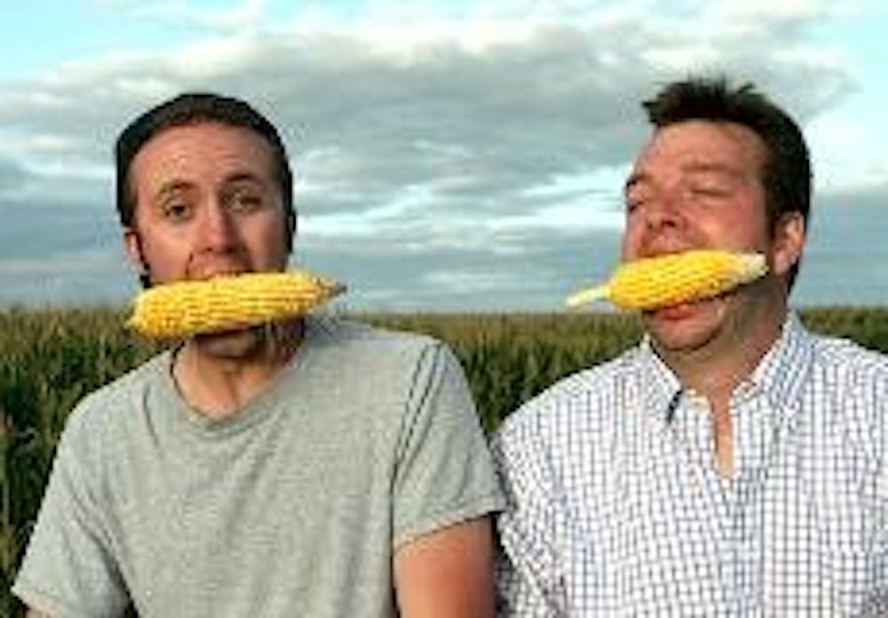 NOT SO CORNY - Best friends Ian Cheney, left, and Curt Ellis explored the production of corn in Greene, Iowa, in their film, "King Corn."