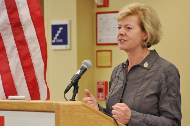 Rep. Tammy Baldwin, D-Wis., at AU Wednesday night.