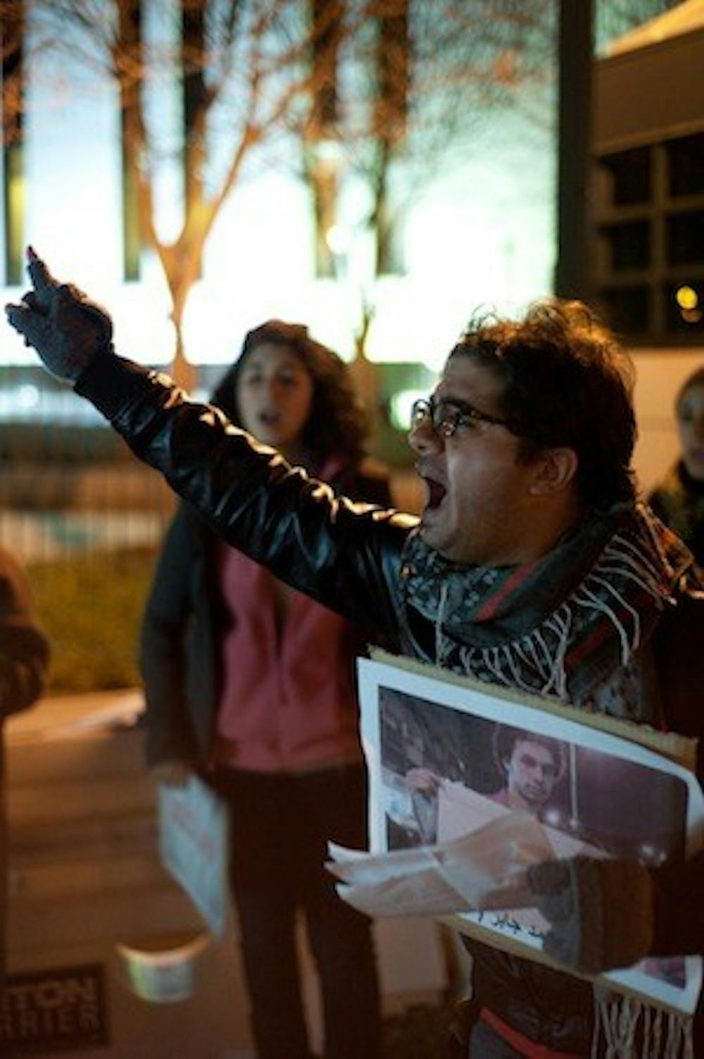 Egyptian-born Salam Tarek protests outside Egypt\'s embassy in Van Ness on Nov. 28 against Egyptian President Mohammed Morsi.