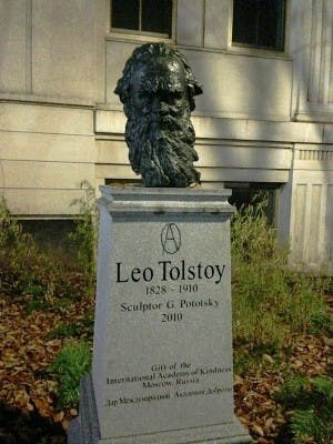 An anarchist symbol was removed from this statue on Dec. 3.