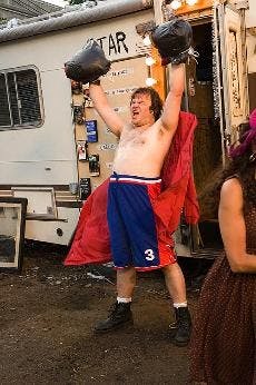 BACK TO BLACK - Jack Black and Mos Def remake several popular films for Mr. Fletcher's (Danny Glover) video store in "Be Kind Rewind," the newest film by Academy Award-winning French director Michel Gondry.