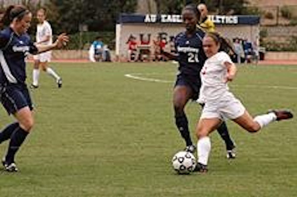 Christina Gonzalez goes in for a shot yesterday against Georgetown.