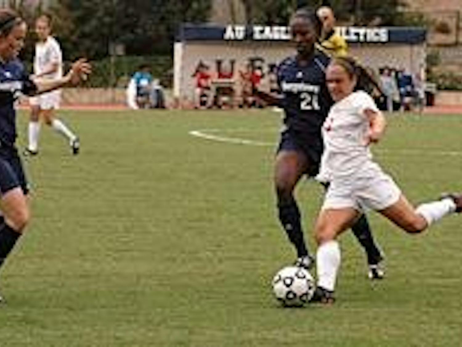 Christina Gonzalez goes in for a shot yesterday against Georgetown.