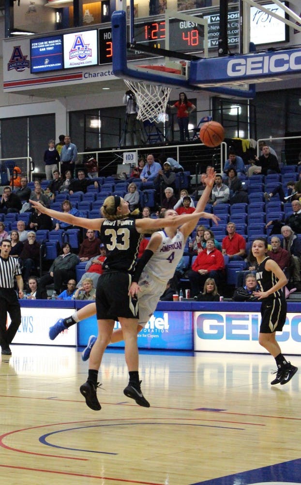 Emily Kinneston&nbsp;goes up for a layup in Saturday's 52-42 loss to Army