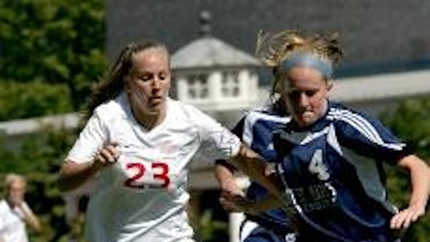 MOVE OUT - Junior forward Krystn Hodge shows off her skills on the field against her Mount St. Mary's opponent. Hodge has used these skills to help the Eagles gain their 9-5-1 record thus far in the season. Her latest goal was scored Oct. 14 against Lafay