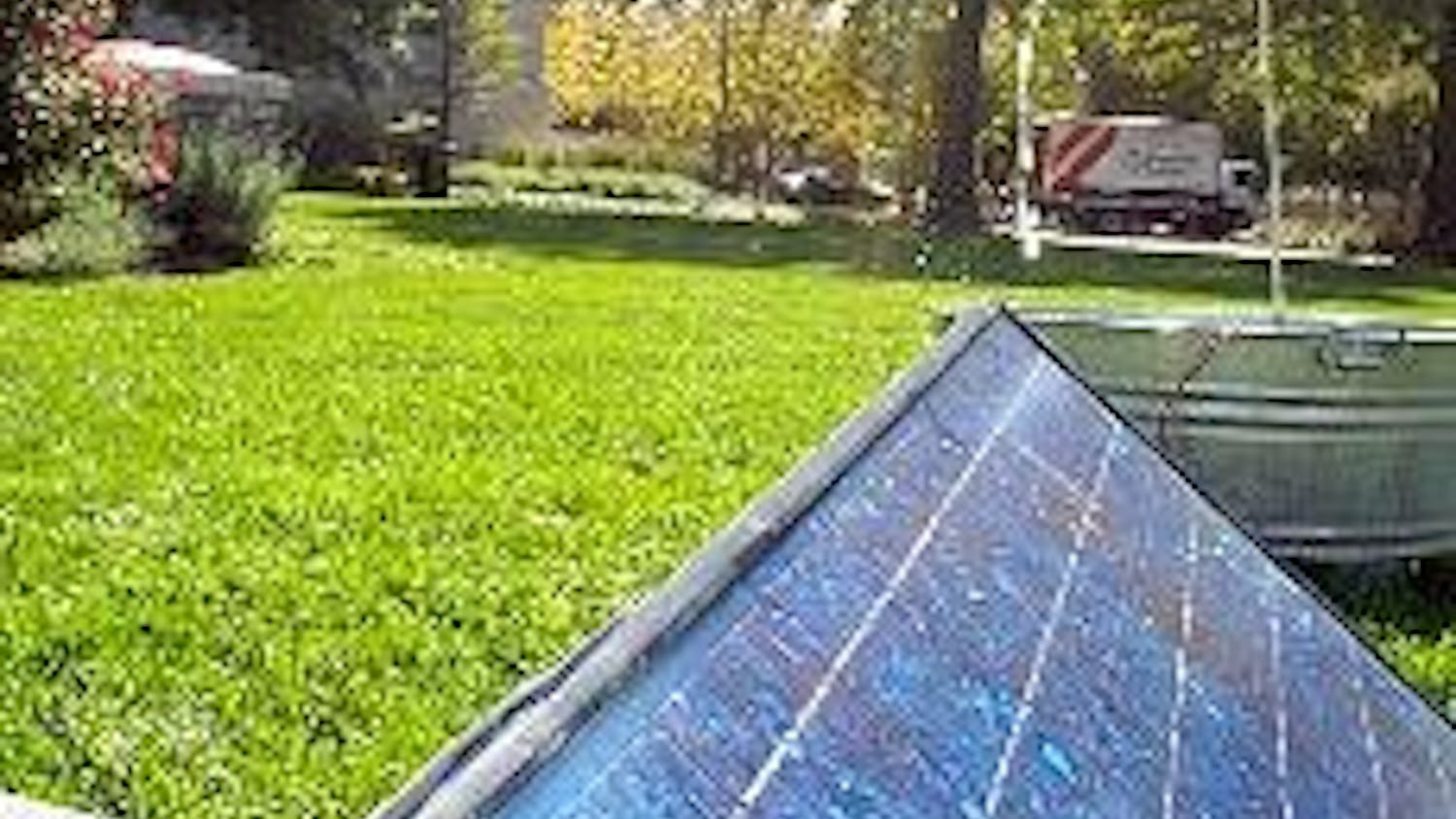 A solar fountain trickles water on the quad Oct. 25 to demonstrate sustainable technology as part of Campus Sustainability Week.