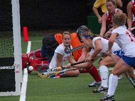 PAINFUL LOOK - Eagle defenders (from left to right) Anne van Erp, Megan Henry and Jaclyn Krizovensky look in horror as the ball crosses the line for a University of Richmond goal. The Eagles have lost three straight games after opening the season 3-2.  