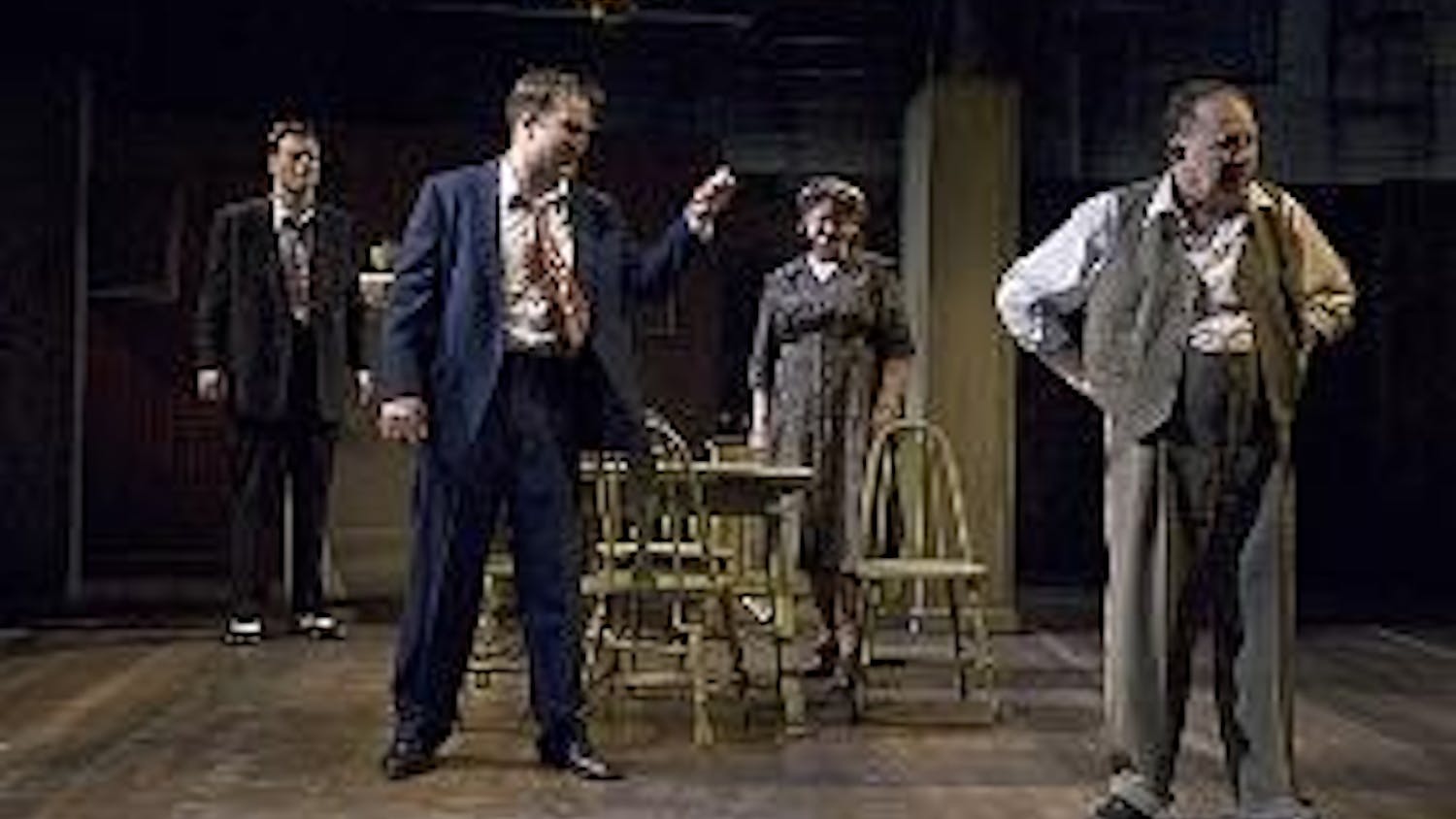 FINAL SALE - A cast full of Helen Hays Award winners tackle Arthur Miller's classic tragedy of the common man. The production manages to maximize the temporary space in Crystal City while the permanent theater undergoes renovations by using a minimal set 