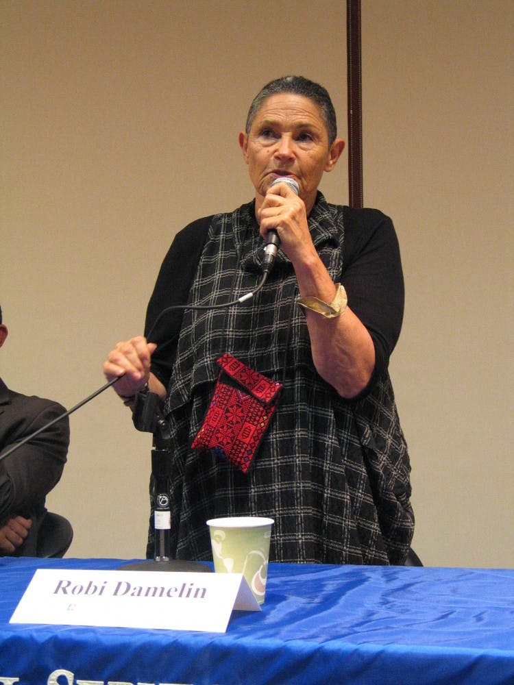 	Robi Damelin answering questions after the film. 