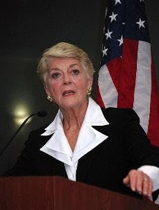 PARSING POLITICS - 1984 Democratic vice presidential nominee and former New York congresswoman Geraldine Ferraro discussed the role of women in U.S. politics during a KPU speech Monday.
