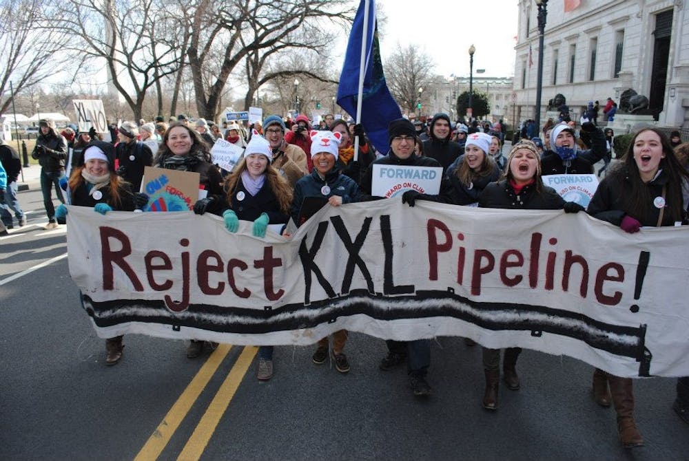 Students called on President Barack Obama to reject the pipelineâ€™s development. 