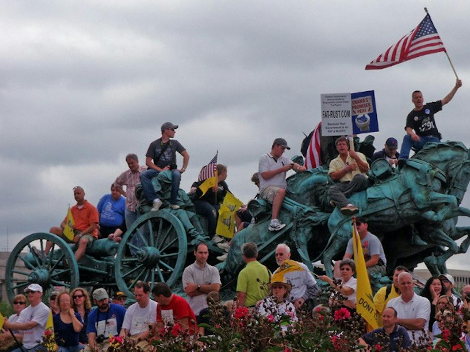 WE OWN THE DOME — Crowds gathered in front of the Capitol building in protest of high taxes and other policies of the Obama administration. AU students were among the thousands involved.