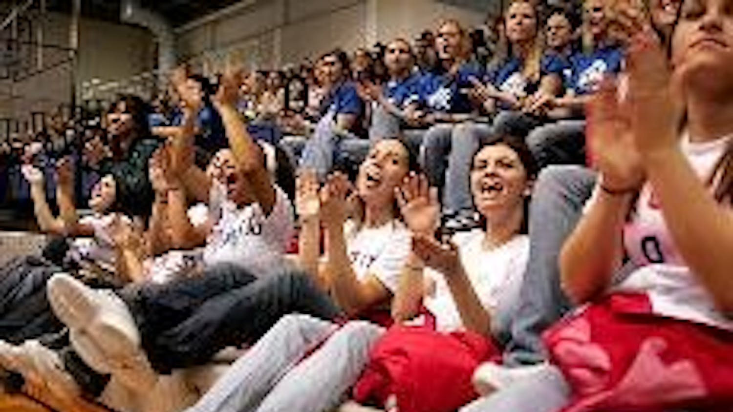 The Blue Crew cheered on the men's basketball team to victory over Morgan State on Tuesday in Bender Arena.