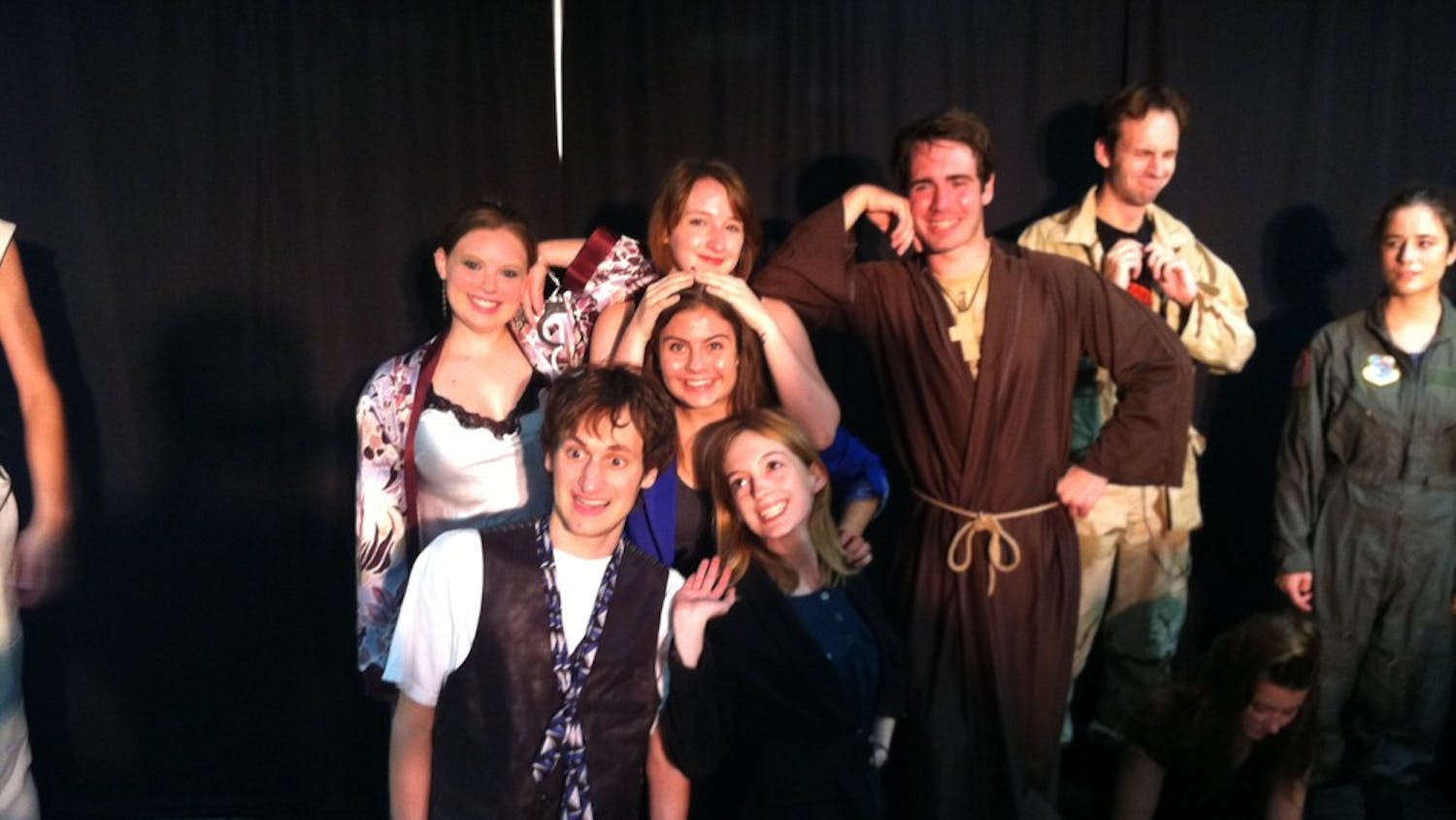 	The cast for the &#8220;Measure for Measure&#8221; scene poses for a photo during their dress rehearsal. 