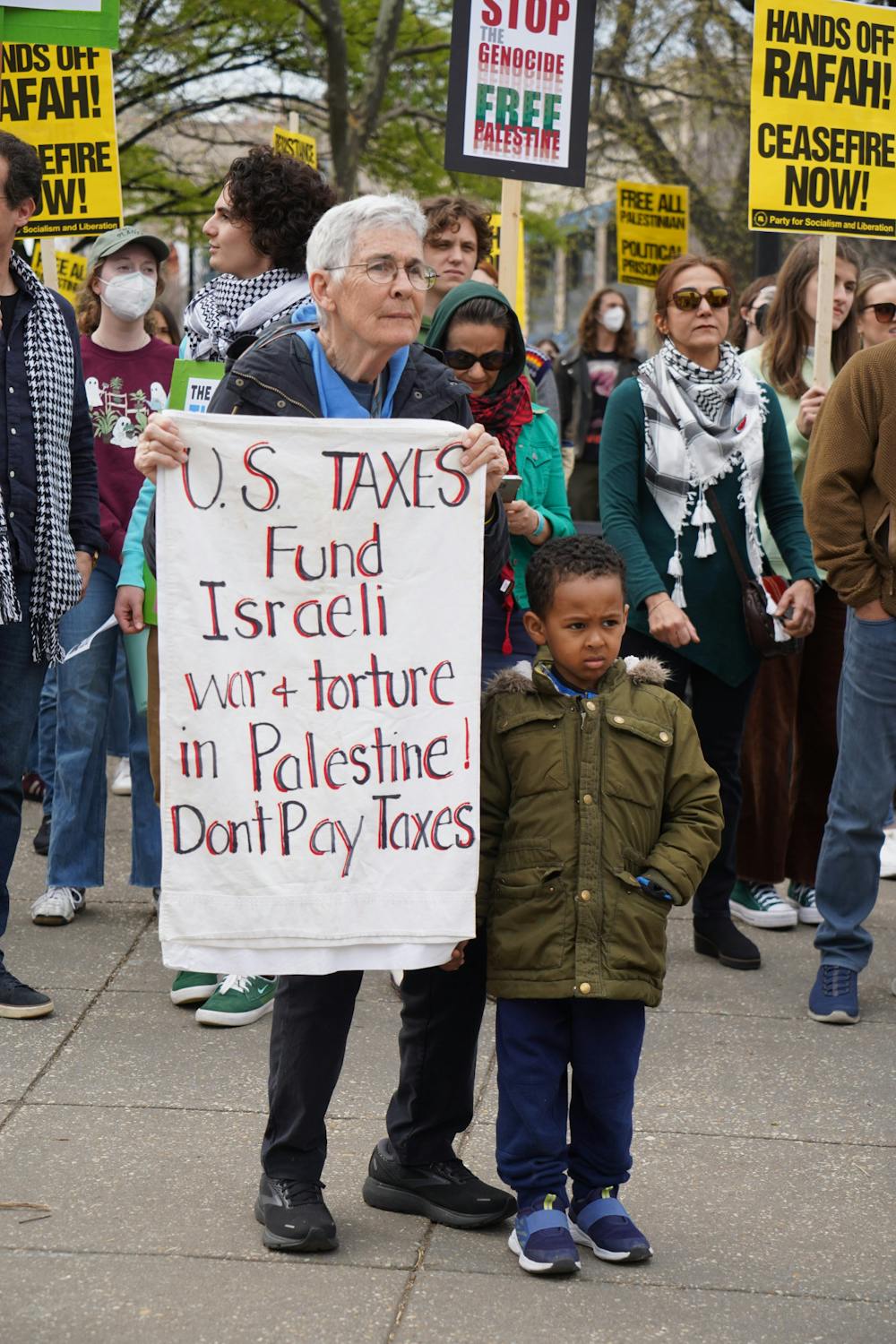 land day palestine protest pic: grandchild and elder