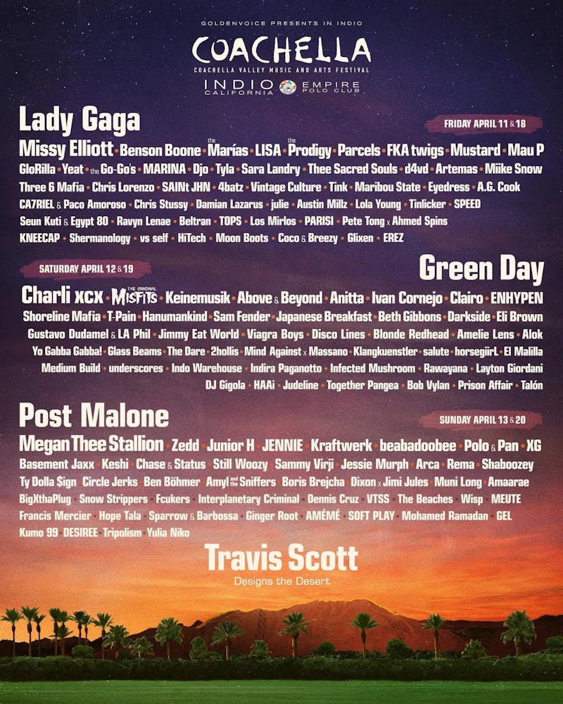 Coachella Announces 2025 Lineup Featuring Green Day, Post Malone 