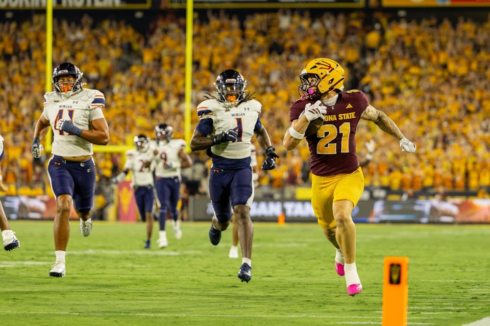 ASU running back Grayson Rigdon rushing against Morgan State on Sept. 6, 2026, at Mountain America Stadium in Tempe, Arizona. 