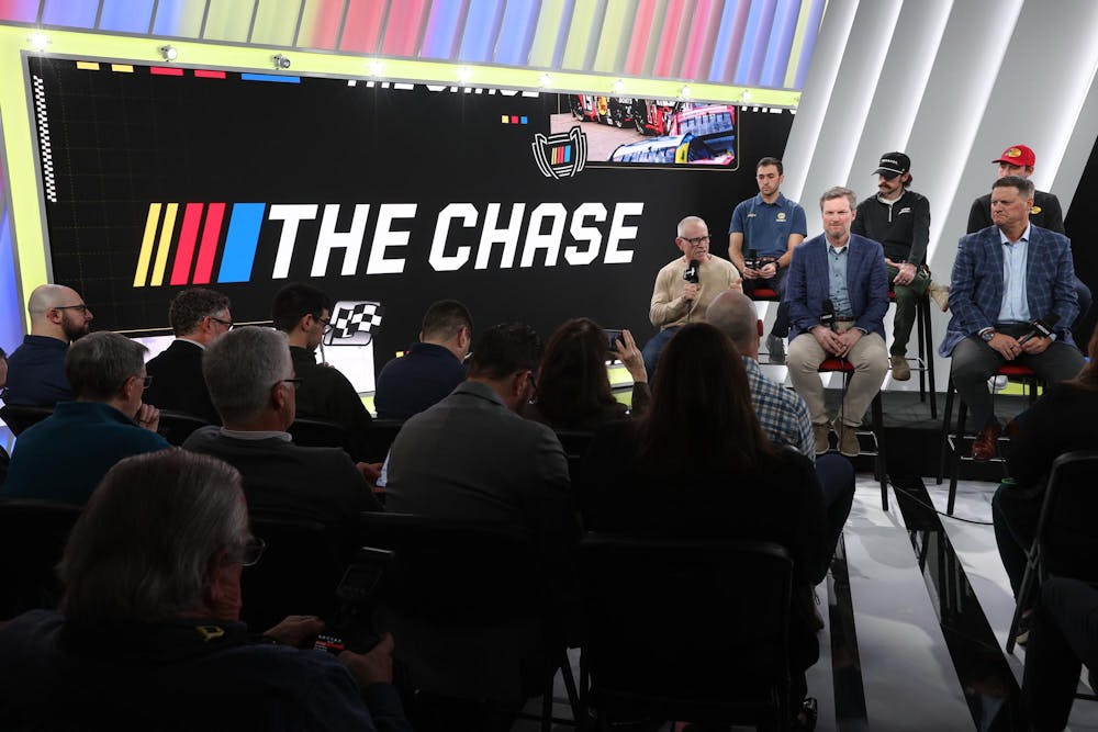 CONCORD, NORTH CAROLINA - JANUARY 12: During the NASCAR Championship Format Announcement at NASCAR Productions Facility on January 12, 2026 in Concord, North Carolina. (Photo by David Jensen/Getty Images)