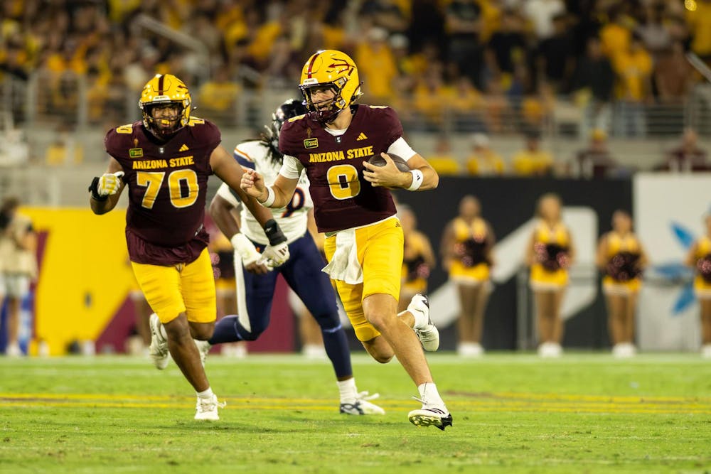 ASU quarterback Cutter Boley running the football against Morgan State on Sept. 5, 2026, at Mountain America Stadium in Tempe, Arizona. 