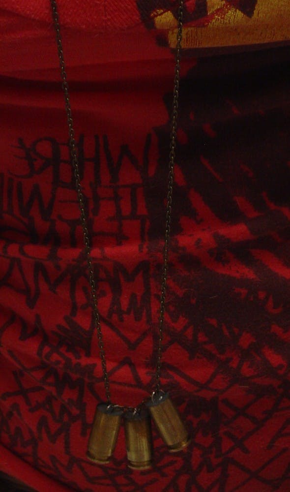 This bullet necklace is Faith's weapon of choice. Photo by Faith Breisblatt. 