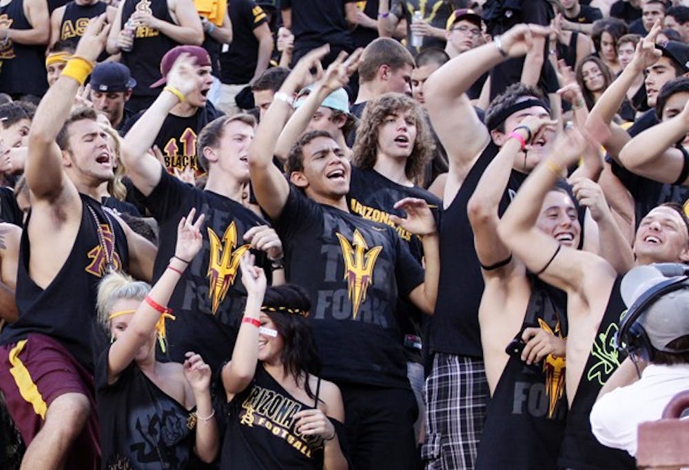 Students heckle Missouri Tigers fans during a football home game. The Sun Devils experienced the biggest increase in attendance of any school in the nation for the 2011 season.  (Photo by Beth Easterbrook)