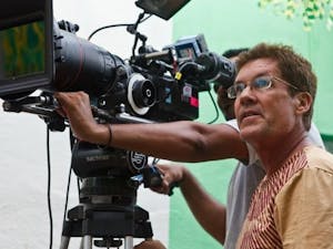 Scott Steindorff looks through the camera during production.
