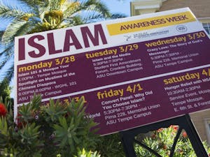 An Islam Awareness Week poster is pictured on Sunday, April 3, 2016, on the Tempe campus. &nbsp;
