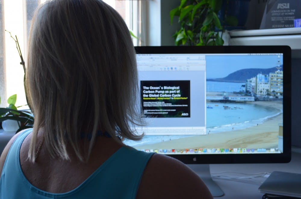 Professor Neuer hard at work discovering new research in the field of oceanography. Photo by Luu Nguyen.