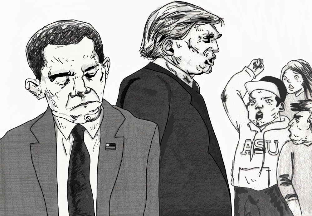 "Students devastated with Obama's leave and Trump's inauguration" Illustration done Sunday Jan. 22, 2017.&nbsp;