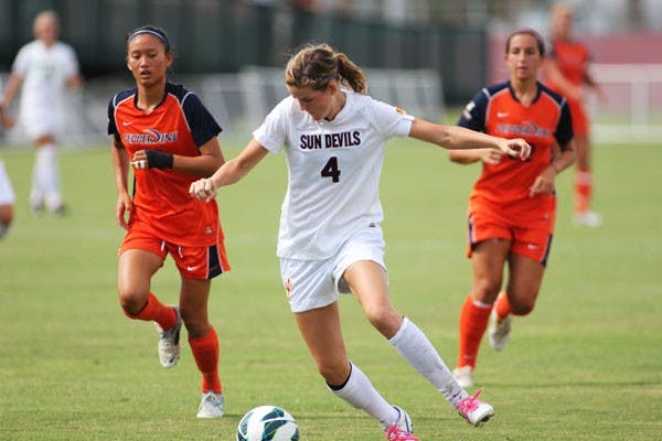 Junior forward Devin Marshall weaves through the Pepperdine defense during the Sun Devils’ 1-0 win over the No. 10 Waves. (Photo by Kyle Newman)