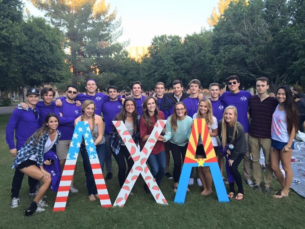 A collection of ASU fraternities and sororities raise money for the pancreatic cancer research at Translational Genomics Research Institute.