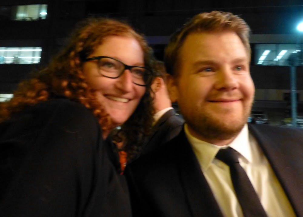 Fan with James Corden at the premiere of One Chance, Toronto Film Festival 2013 (WikiCommons)