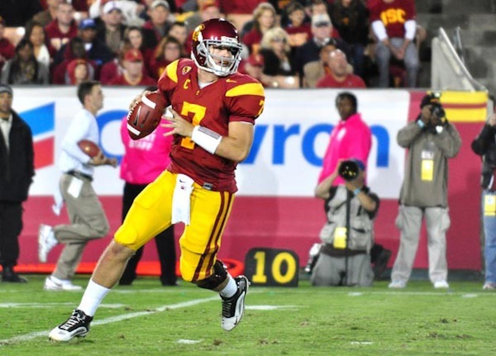 SECOND MEETING: USC sophomore quarterback Matt Barkley drops to pass during a game earlier this season. The Sun Devils stifled Barkley last season as he completed just seven of 22 passes for 112 yards. (Photo Courtesy of The Daily Trojan)