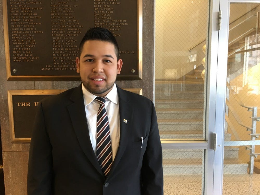 Mario Marquez, public service and&nbsp;public policy junior at ASU,&nbsp;pictured&nbsp;at the Arizona House of Representatives on Jan. 30, 2017. He said the at-risk youth program&nbsp;helped him gain internships and opportunities as well as helping him grow in the community.