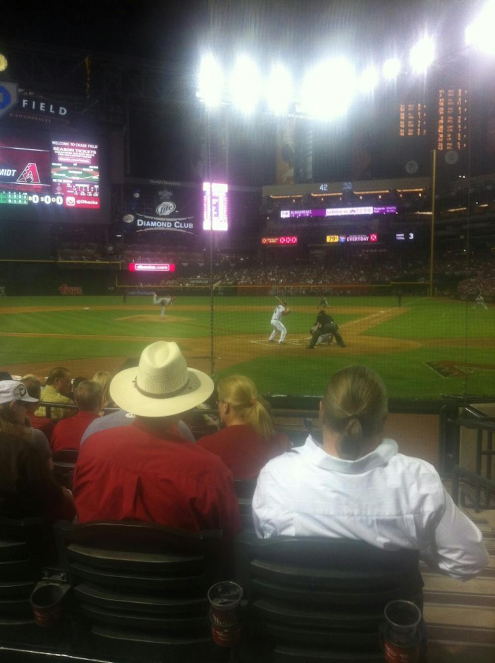 The view from my seats on Opening Day. The Diamondbacks defeated the Cardinals 6-2. Photo by Nick Krueger 