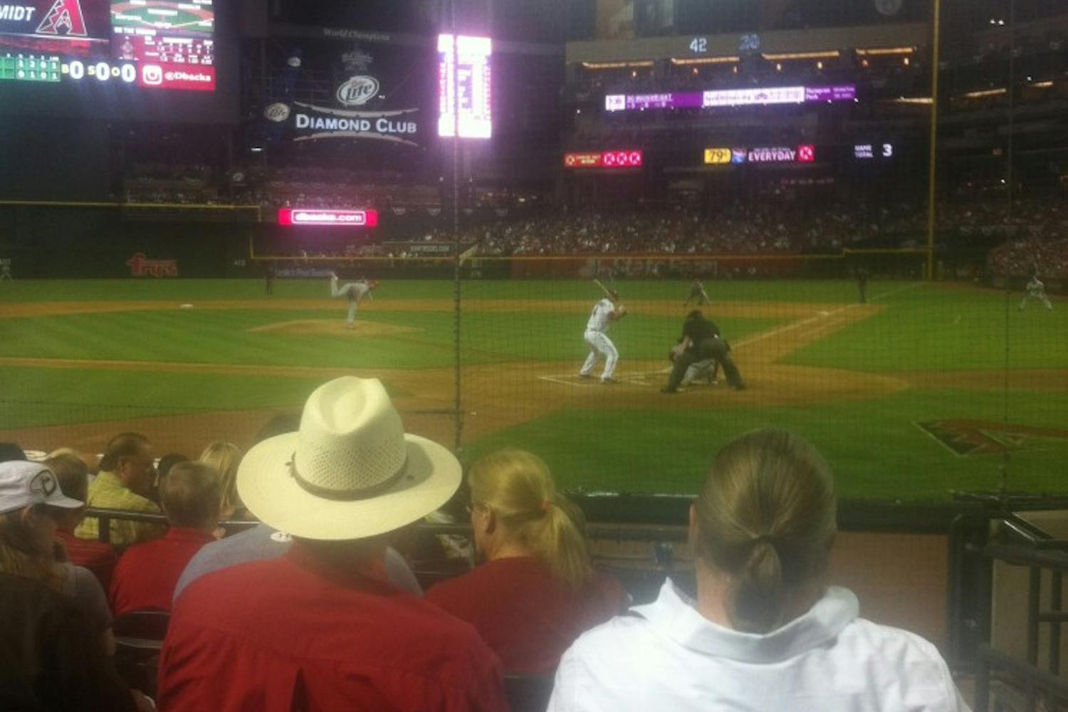 The view from my seats on Opening Day. The Diamondbacks defeated the Cardinals 6-2. Photo by Nick Krueger