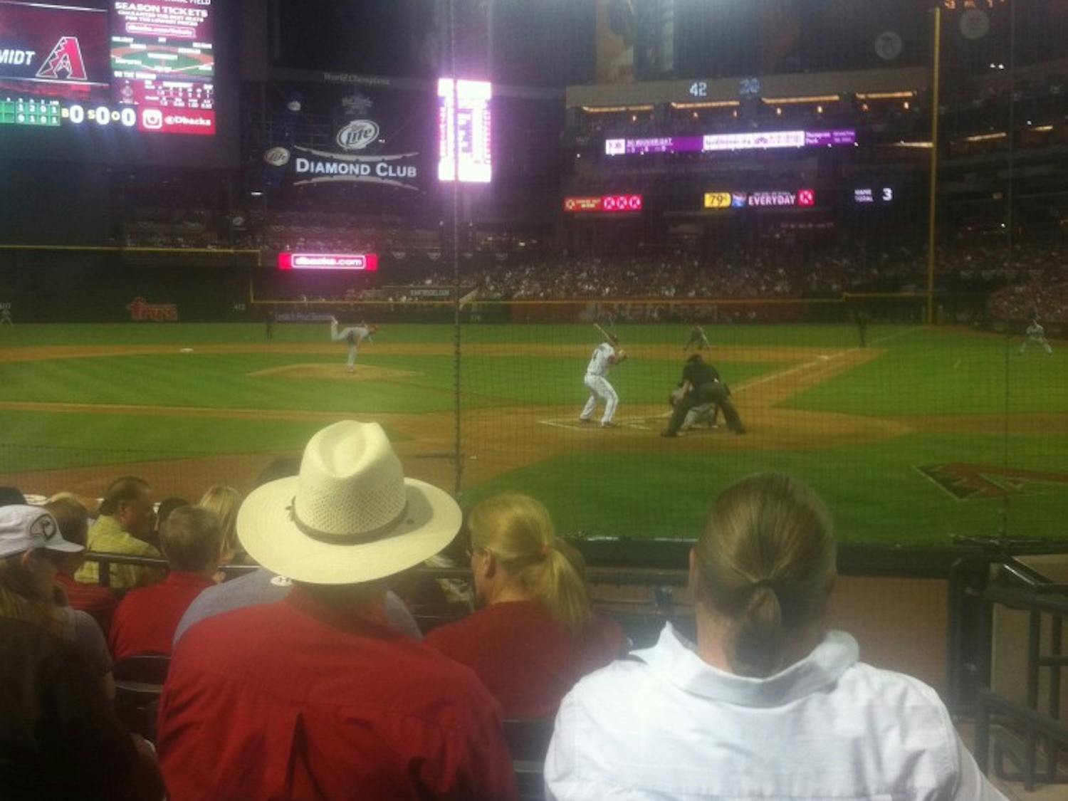 The view from my seats on Opening Day. The Diamondbacks defeated the Cardinals 6-2. Photo by Nick Krueger 