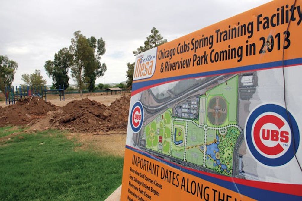 The Chicago Cubs spring training facility started construction and renovation at the Riverview Park in Mesa on Wednesday. (Photo by Shawn Raymundo)