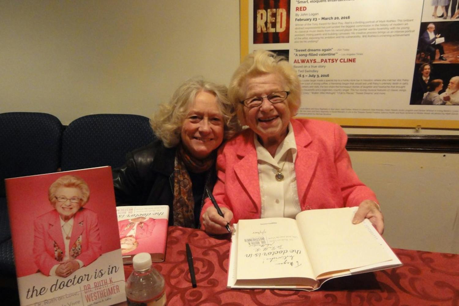 Dr. Ruth Westheimer poses with Jane Ridley&nbsp;at the signing of her book, "The Doctor Is In." 