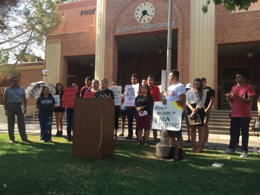 A DACA student protest at Phoenix College shortly after the Arizona Court of Appeals' Announcement. Photo courtesy of&nbsp;Edder Martinez.