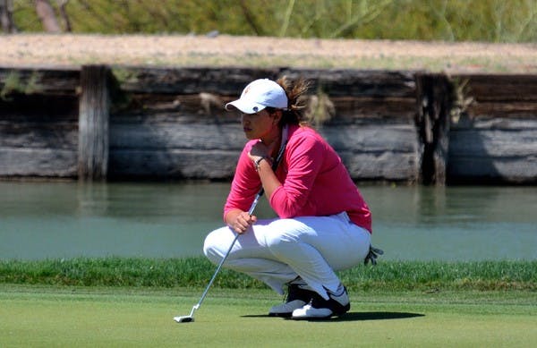 Giulia Molinaro stares down a shot in the PING/ASU Invitational. Molinaro will lead the Sun Devils as the women’s golf team heads to Pullman, Wash., for the Pac-12 championships. (Photo courtesy of Jim Bochenek)