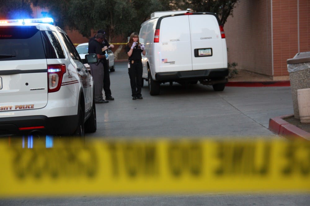 ASU Police responded to the death of an ASU student Tuesday afternoon at the Goldwater Center. (Photo by Shawn Raymundo)