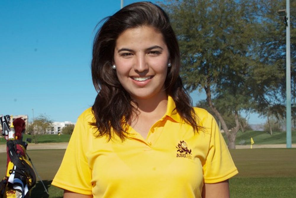 BRIGHT SPOT: ASU sophomore Daniela Ordonez poses for a portrait during practice last season. Ordonez finished in the top ten individually in the Dale McNamara Invitational last weekend while the ASU women’s golf team placed second. (Photo by Lisa Bartoli)