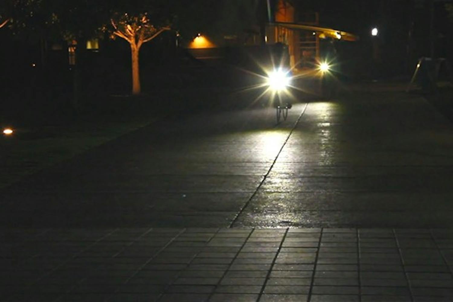 Once the loops begin, night falls on the cyclists. 
Shot from video by Sophia Thomas