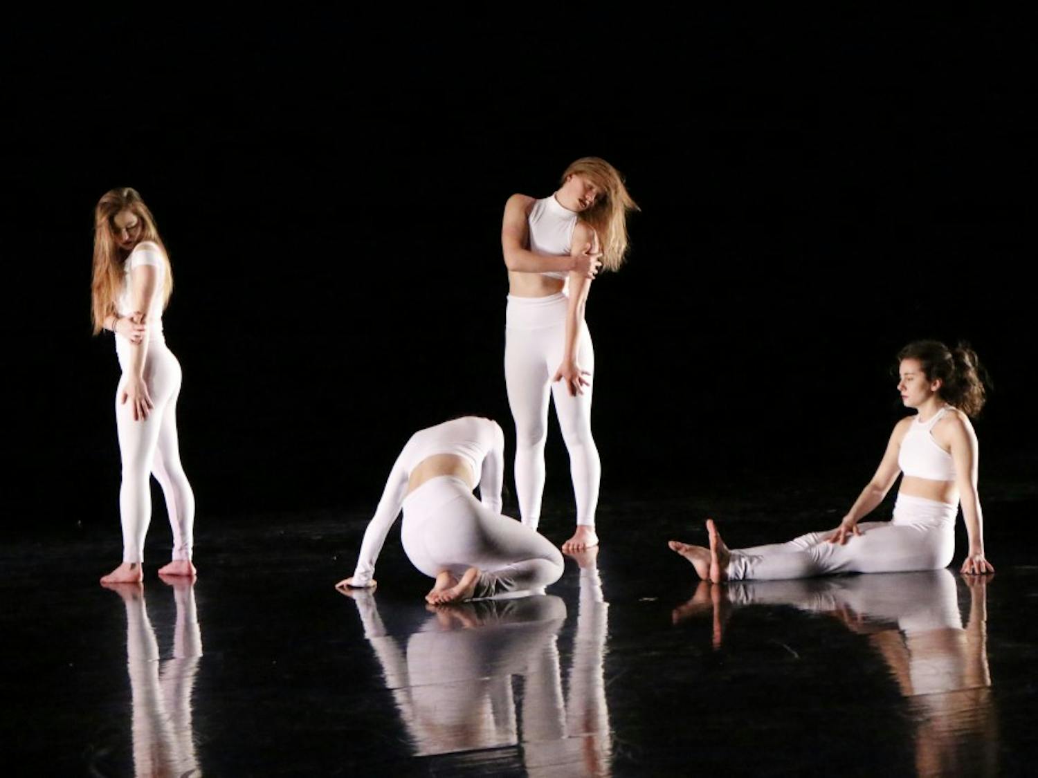 ASU dance students practice their performance for the Mainstage: Transitions Projects 1 event in Tempe, Ariz. on Tuesday Feb. 7, 2017.