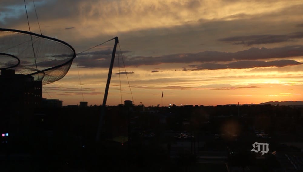 A sunset on the Downtown Phoenix campus.