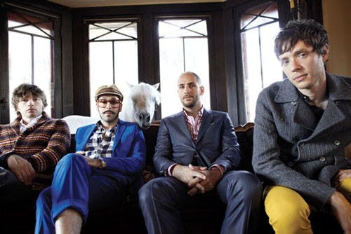 Known best for their 2006 single and viral music video "Here It Goes Again," alternative rock group OK Go, returns with another elaborate performance in the new video "End Love." From Left: Andy Ross, Tim Nordwind, Dan Konopka, Damian Kulash. (Photo courtesy of Day 19)