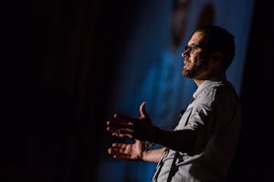 Tomás Stanton, founder of Phonetic Spit, performs his original works of spoken-word poetry at ASU's Center for the Study of Race and Democracy.